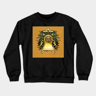 Awesome angry lion with a book Crewneck Sweatshirt